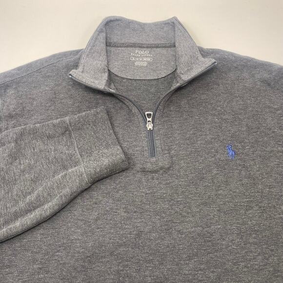 Polo Ralph Lauren XL Solid Gray 1/4 Zip Cotton Blend‎ Pullover Sweater